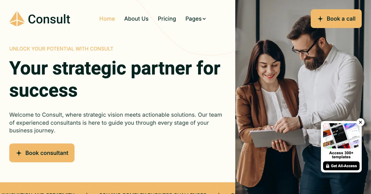 Screenshot of the Consult theme homepage