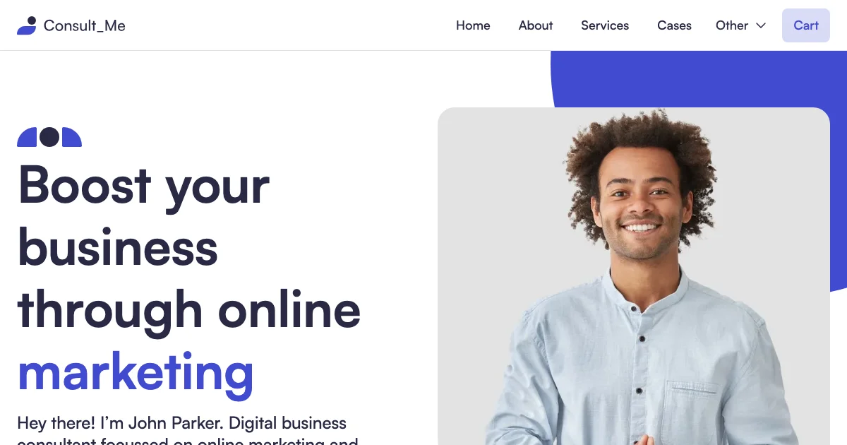 Screenshot of the Consult Me theme homepage