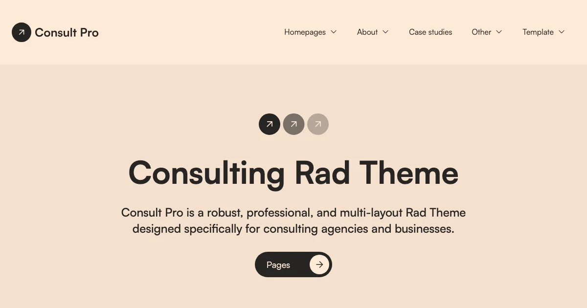 Screenshot of the Consult Pro theme homepage