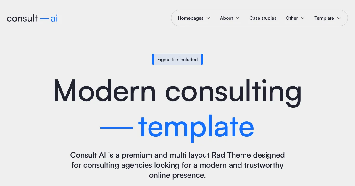 Screenshot of the Consult AI theme homepage