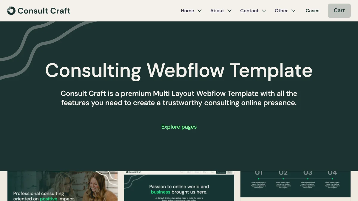 Screenshot of the Consult Craft theme homepage