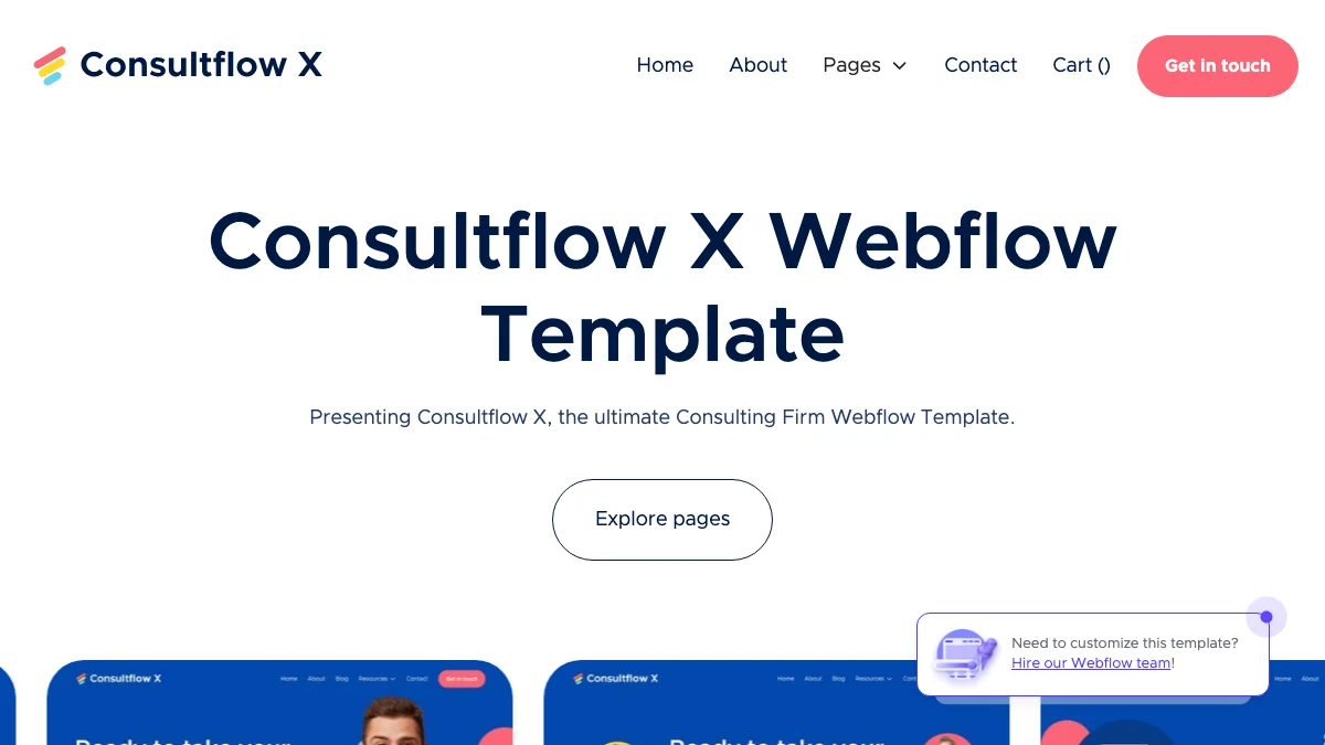 Screenshot of the Consultflow X theme homepage