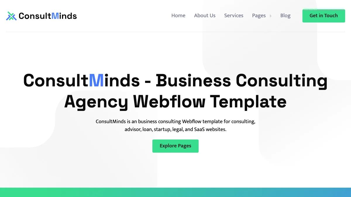 Screenshot of the ConsultMinds theme homepage