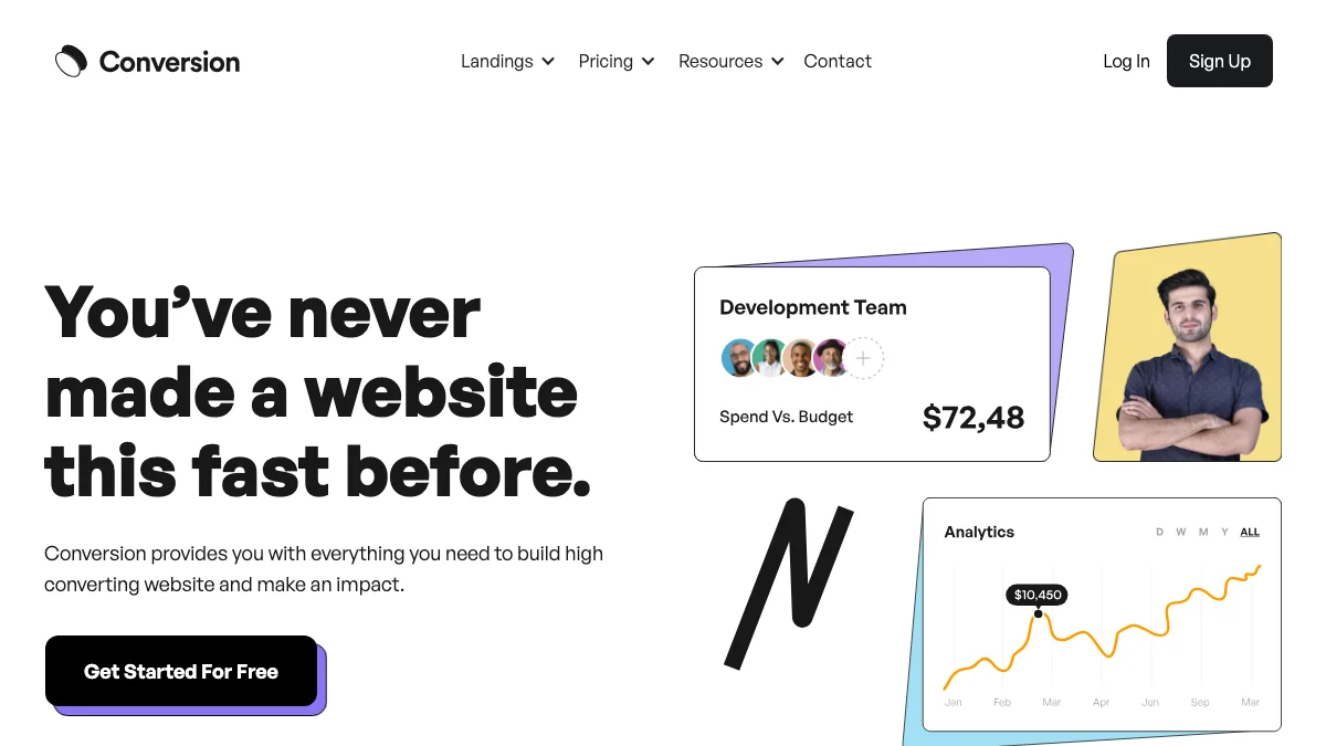 Screenshot of the Conversion theme homepage
