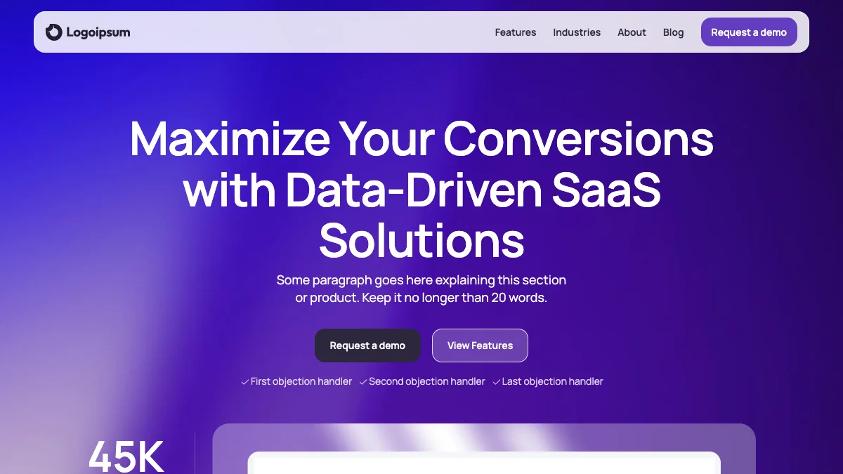 Screenshot of the Conversion Optimised theme homepage