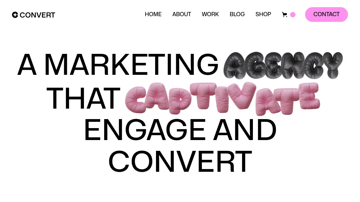 Screenshot of the Convert theme homepage