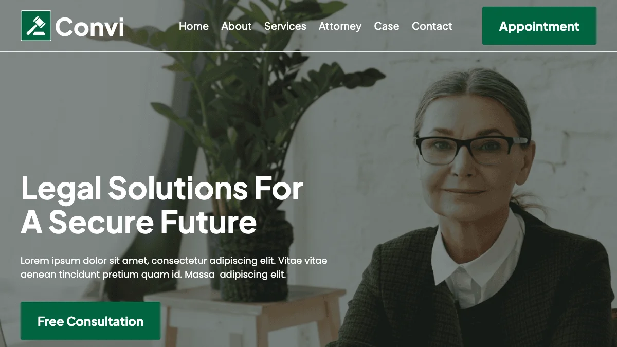 Screenshot of the Convi theme homepage