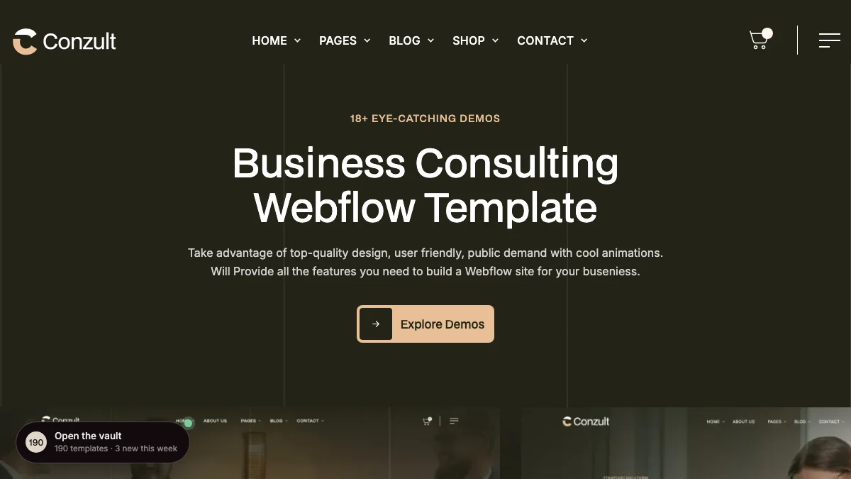 Screenshot of the Conzult theme homepage