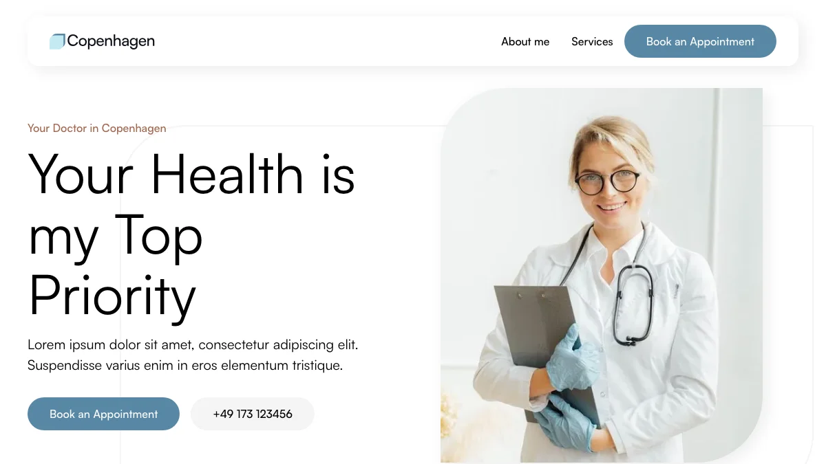 Screenshot of the Copenhagen theme homepage