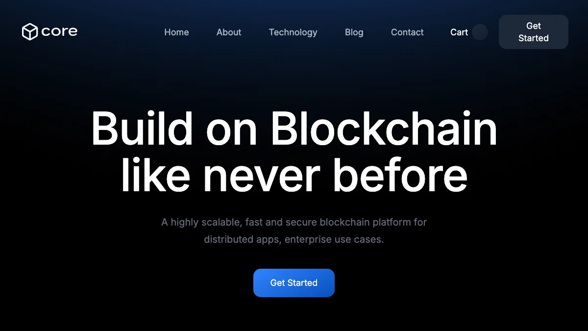 Screenshot of the Core theme homepage