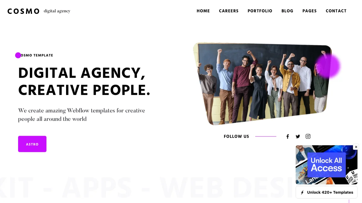 Screenshot of the Cosmo theme homepage