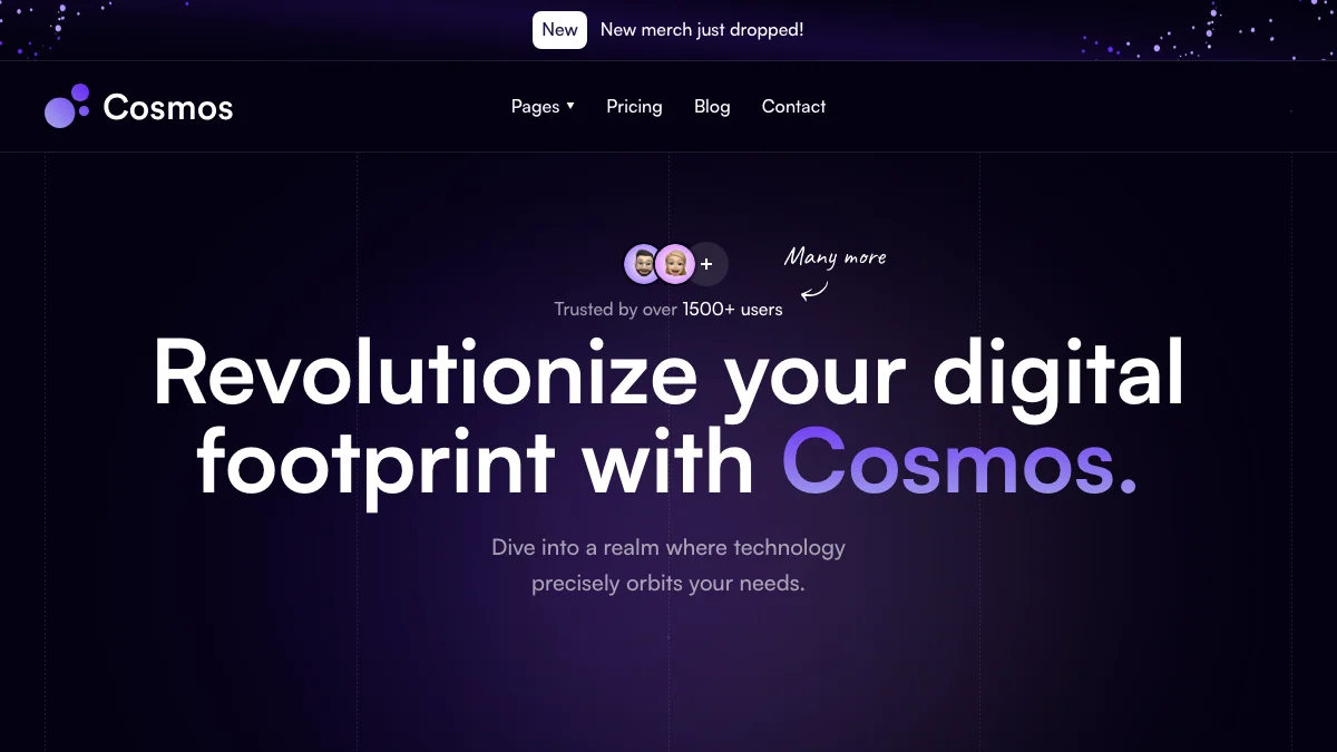 Screenshot of the Cosmos theme homepage