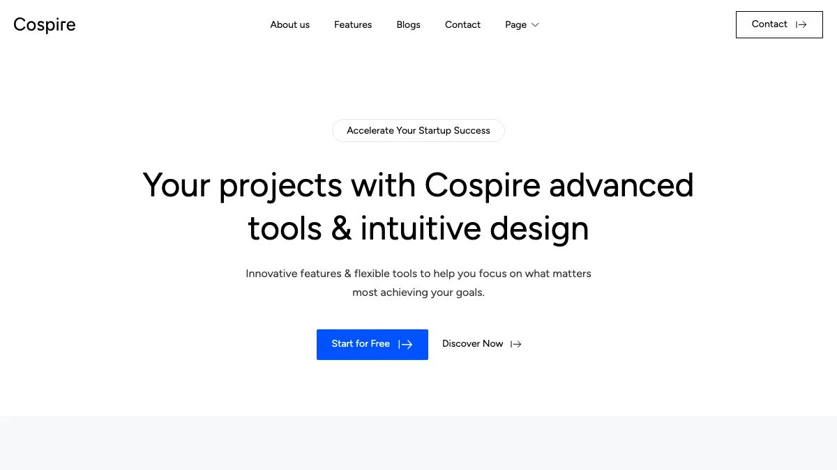 Screenshot of the Cospire theme homepage