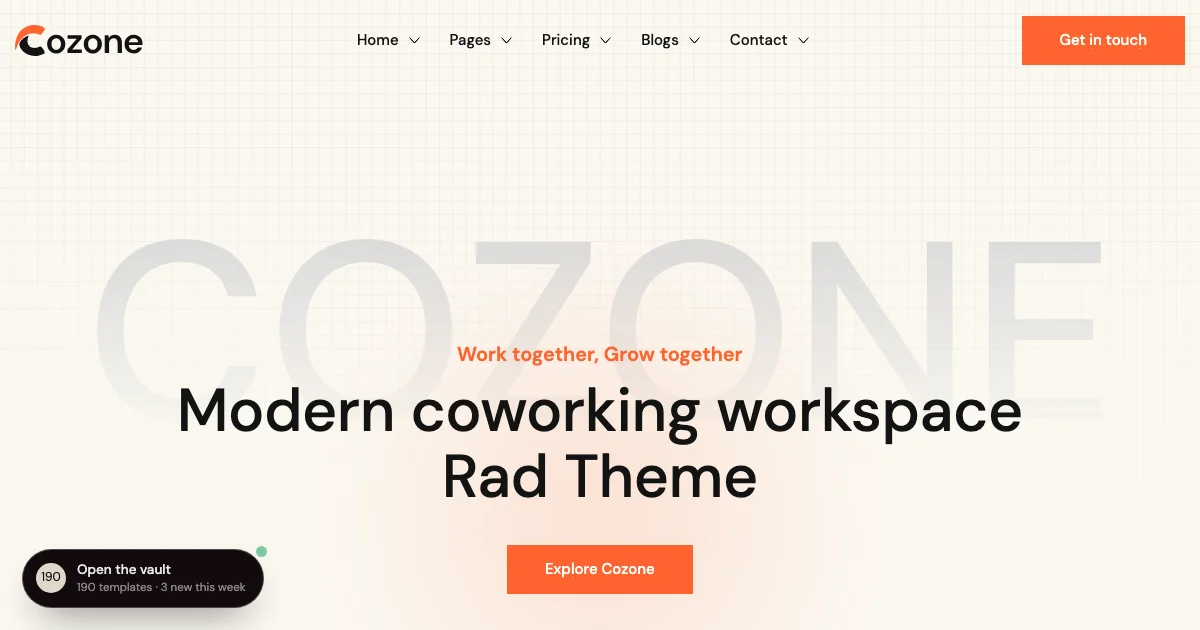Screenshot of the Cozone theme homepage