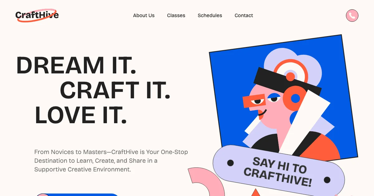 Screenshot of the Crafthive theme homepage