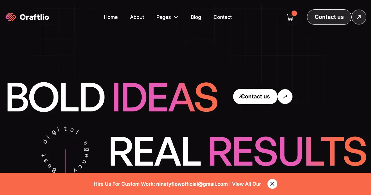 Screenshot of the Craftlio theme homepage