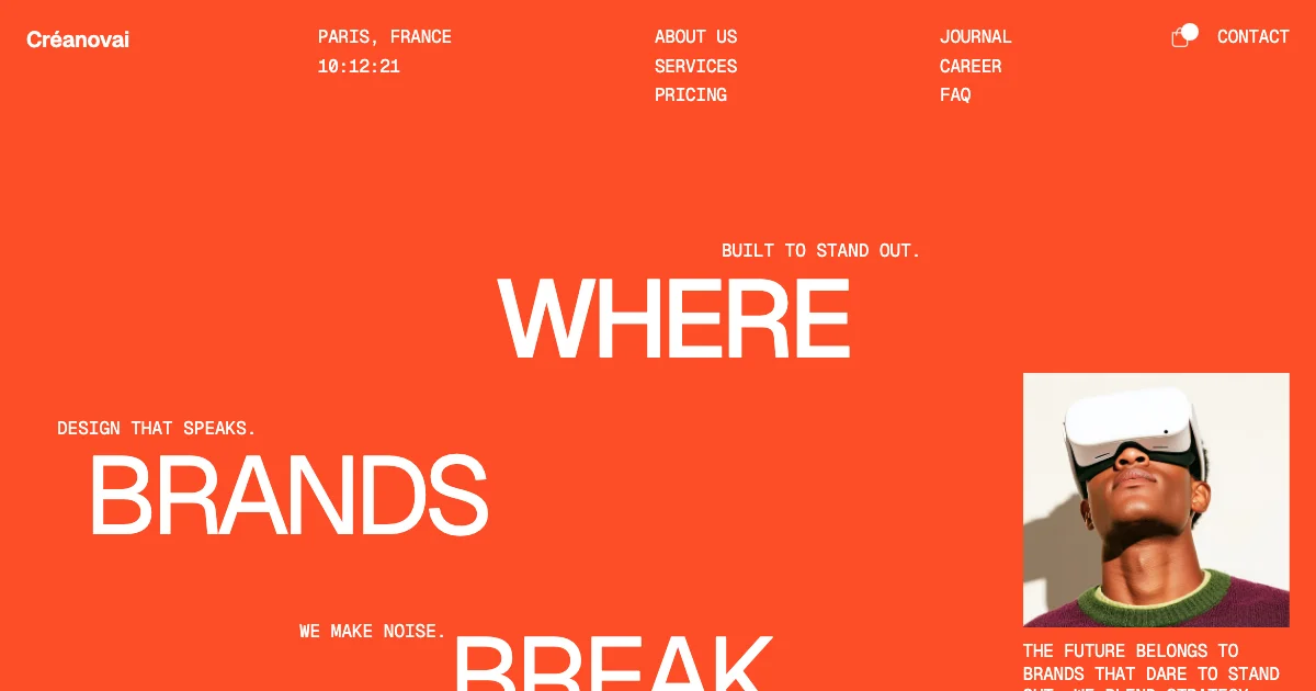 Screenshot of the Créanovai theme homepage