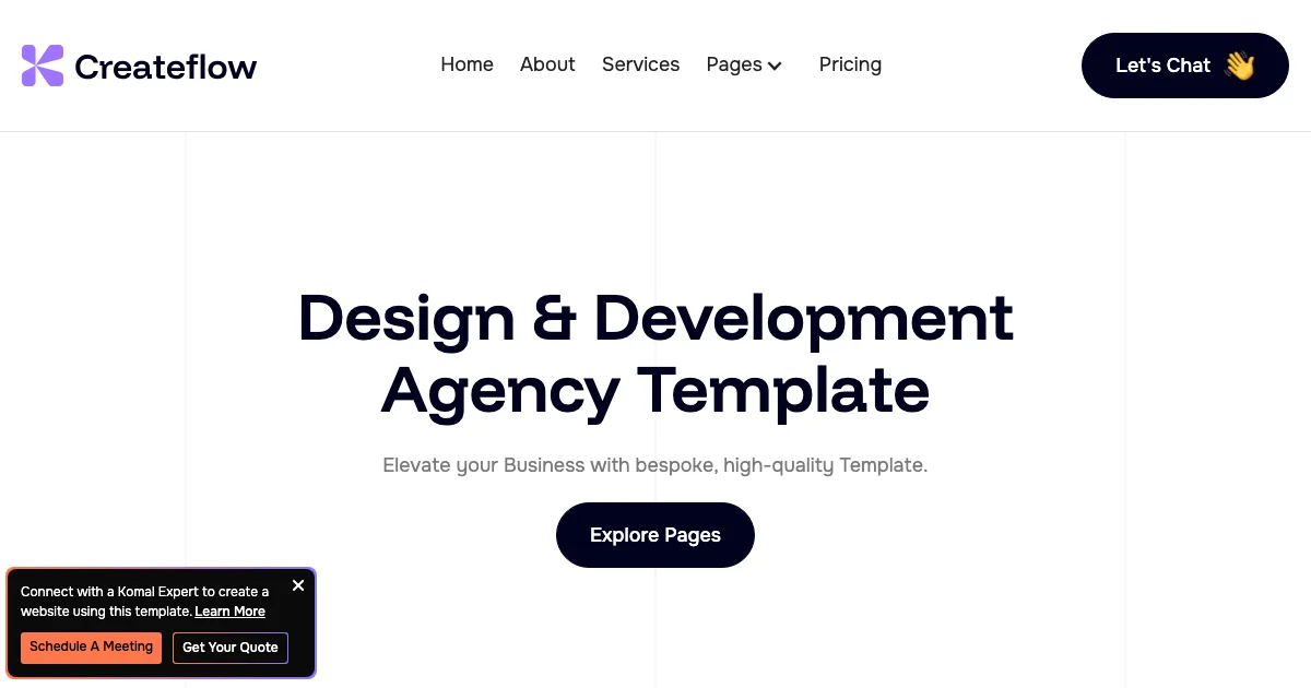 Screenshot of the CreateFlow theme homepage