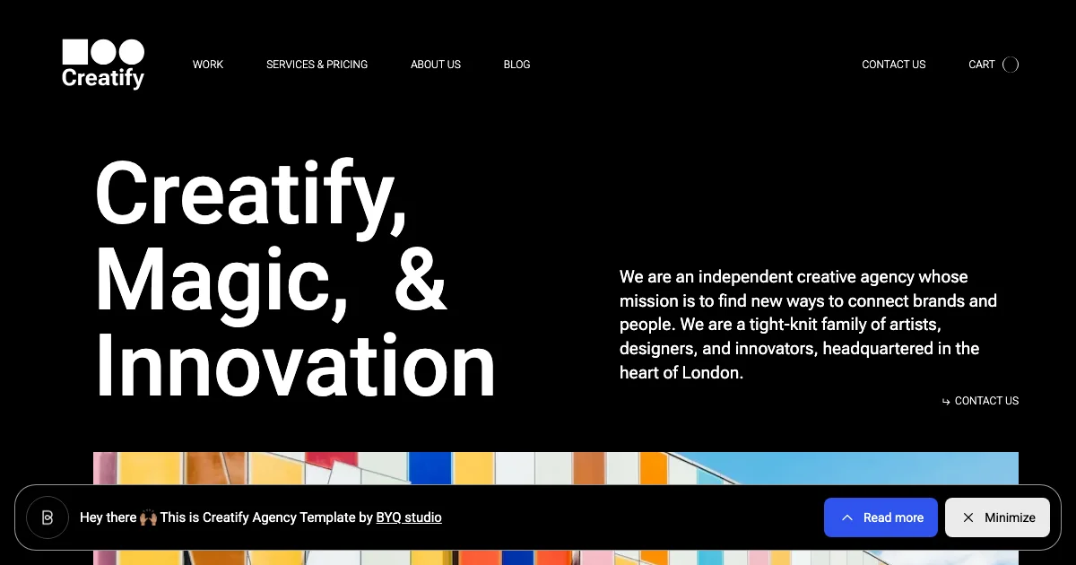 Screenshot of the Creatify theme homepage