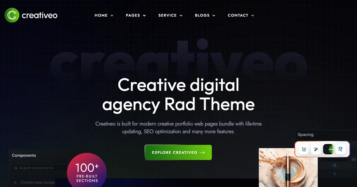 Screenshot of the Creativeo theme homepage