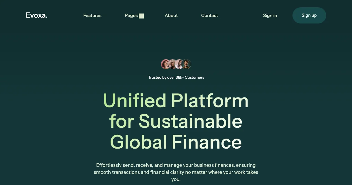 Screenshot of the Evoxa theme homepage