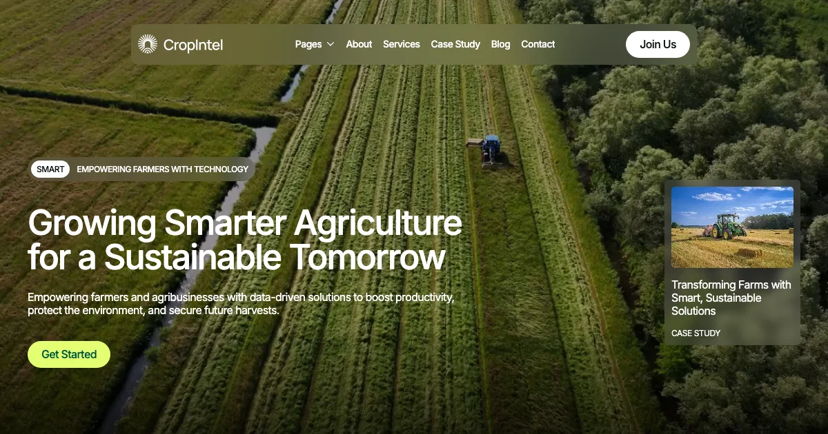 Screenshot of the Cropintel theme homepage