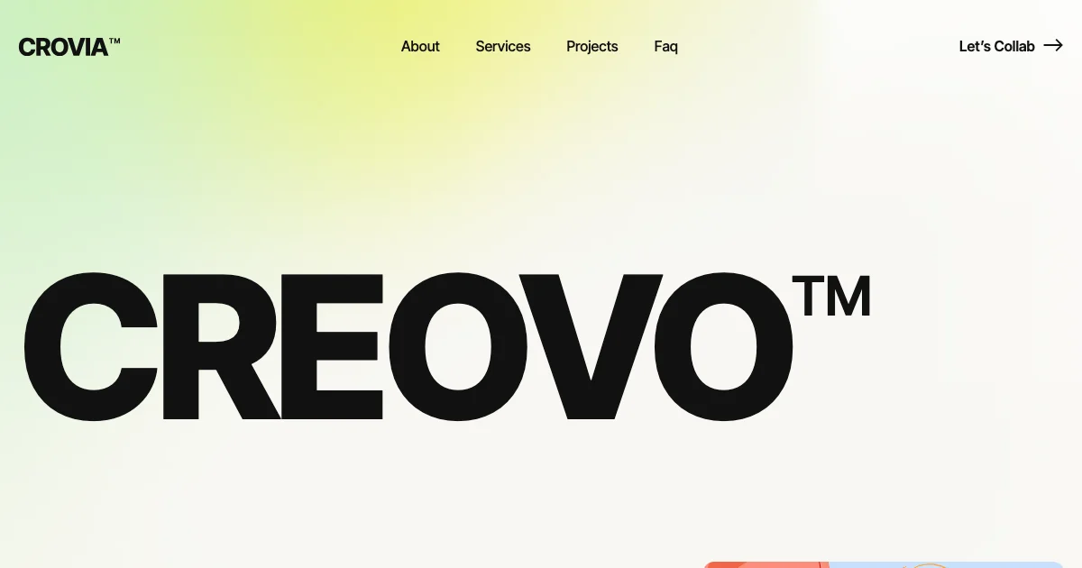 Screenshot of the Crovia theme homepage