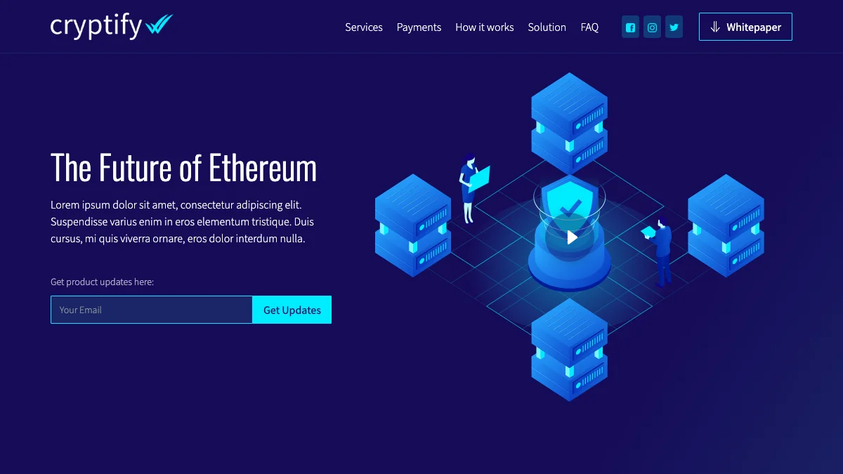 Screenshot of the Cryptify theme homepage