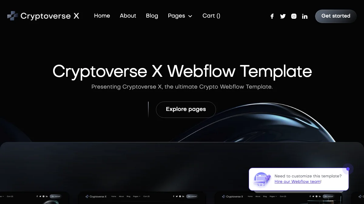 Screenshot of the Cryptoverse X theme homepage