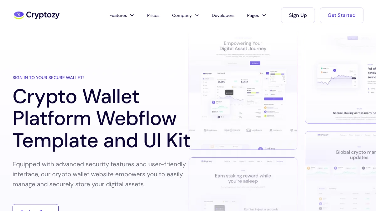 Screenshot of the Cryptozy theme homepage