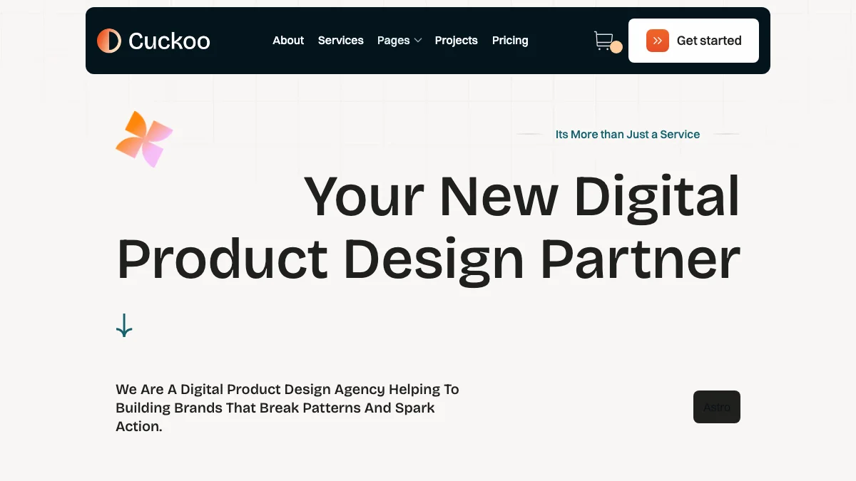 Screenshot of the Cuckoo theme homepage