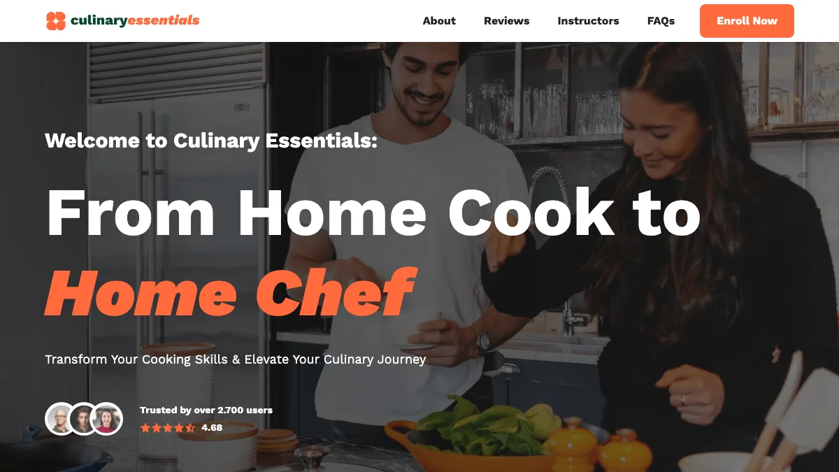 Screenshot of the Culinary Essentials theme homepage