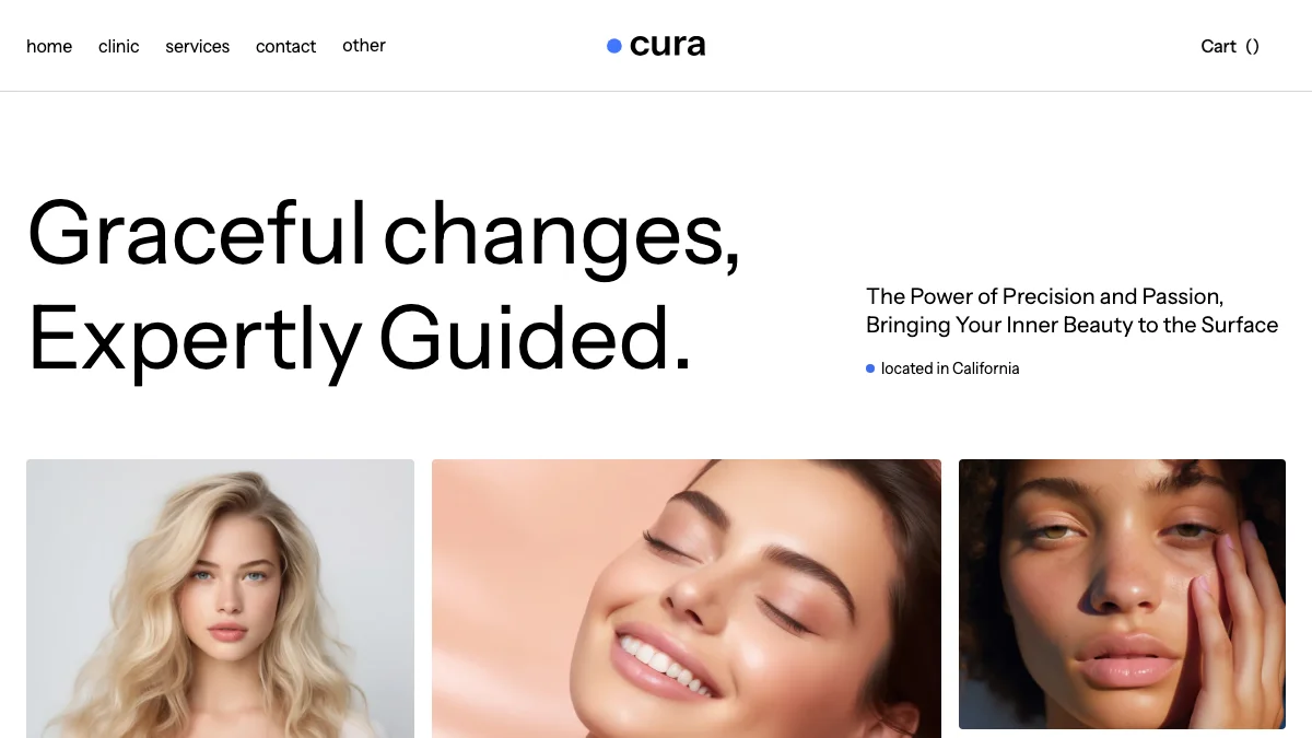 Screenshot of the Cura Clinic theme homepage
