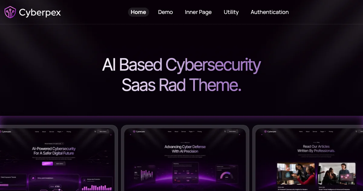 Screenshot of the Cyberpex theme homepage