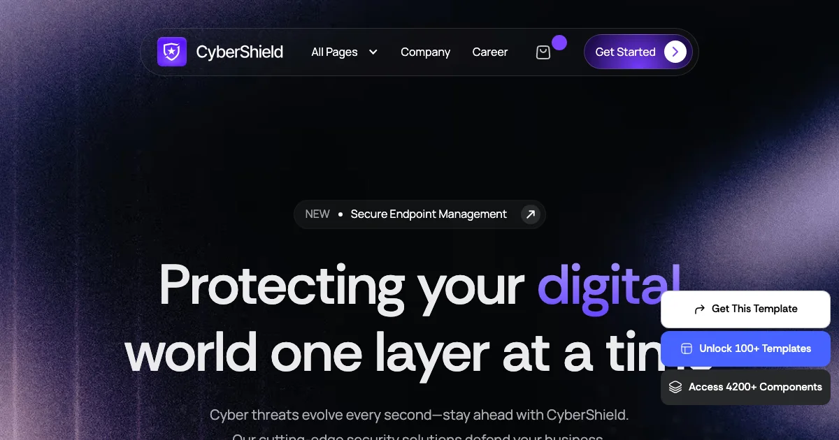 Screenshot of the CyberShield theme homepage