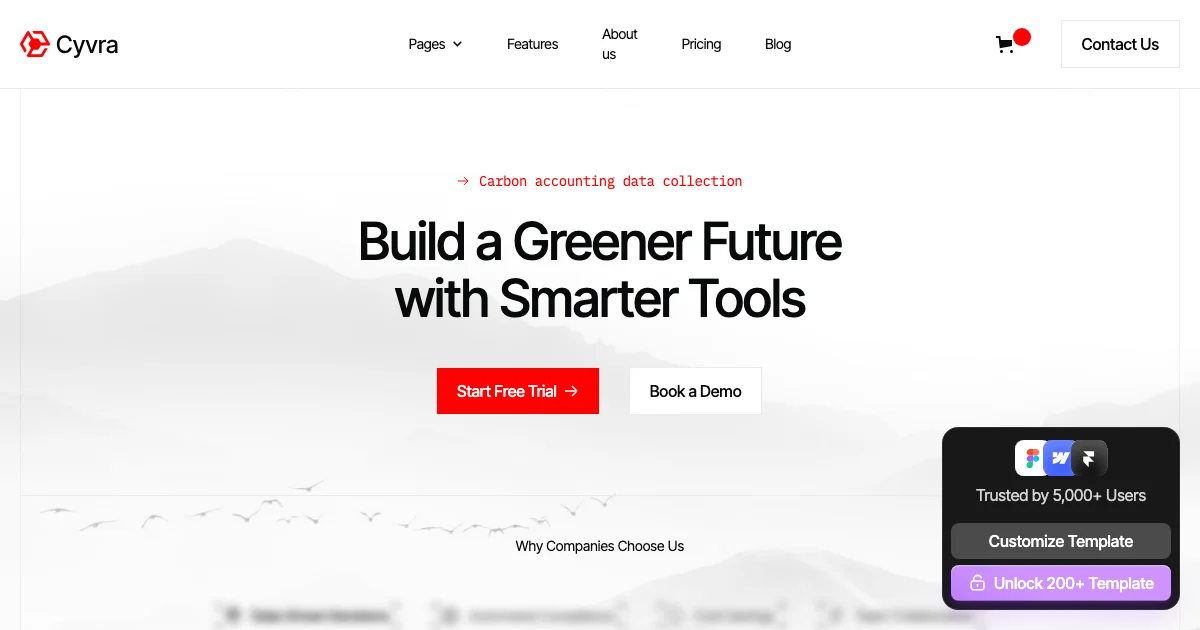 Screenshot of the Cyvra theme homepage
