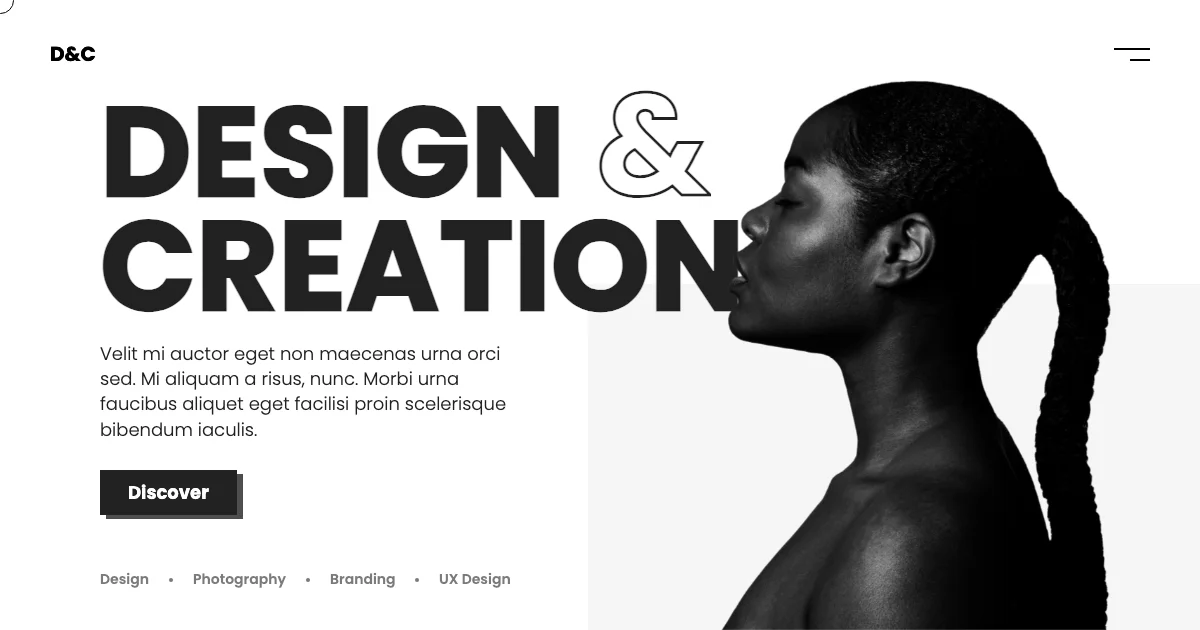 Screenshot of the D&C theme homepage