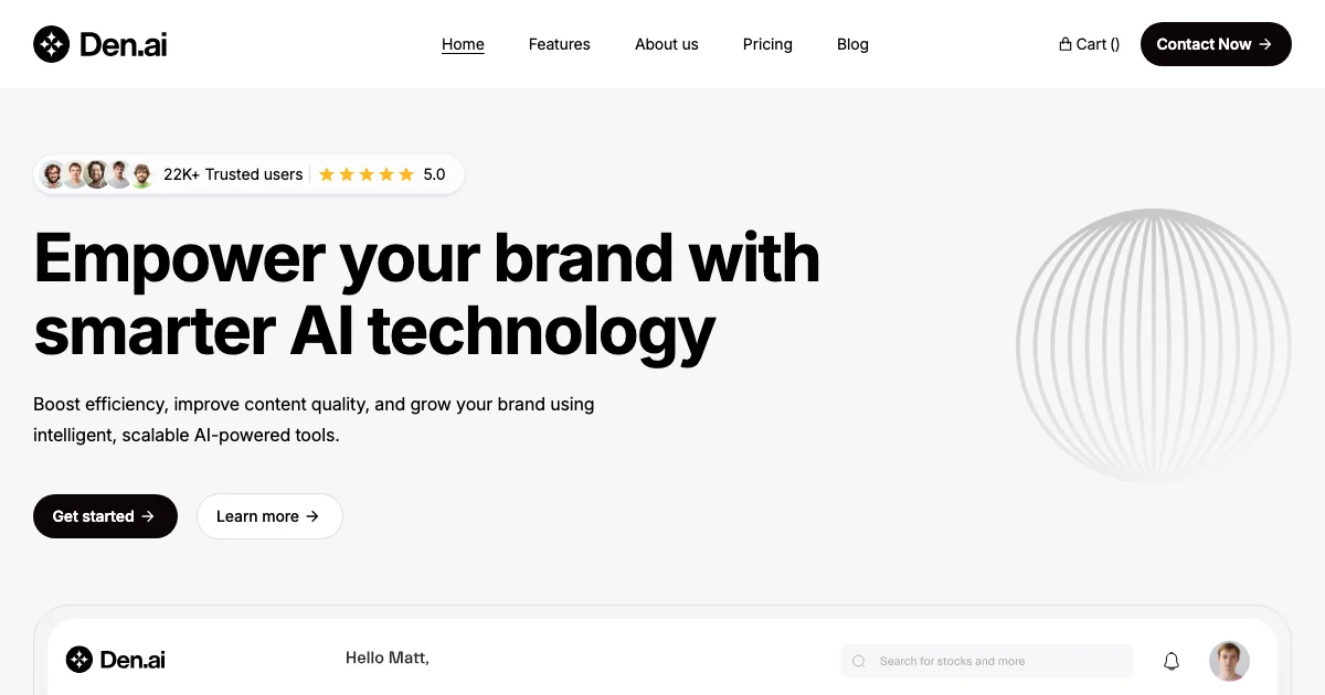 Screenshot of the Danai theme homepage