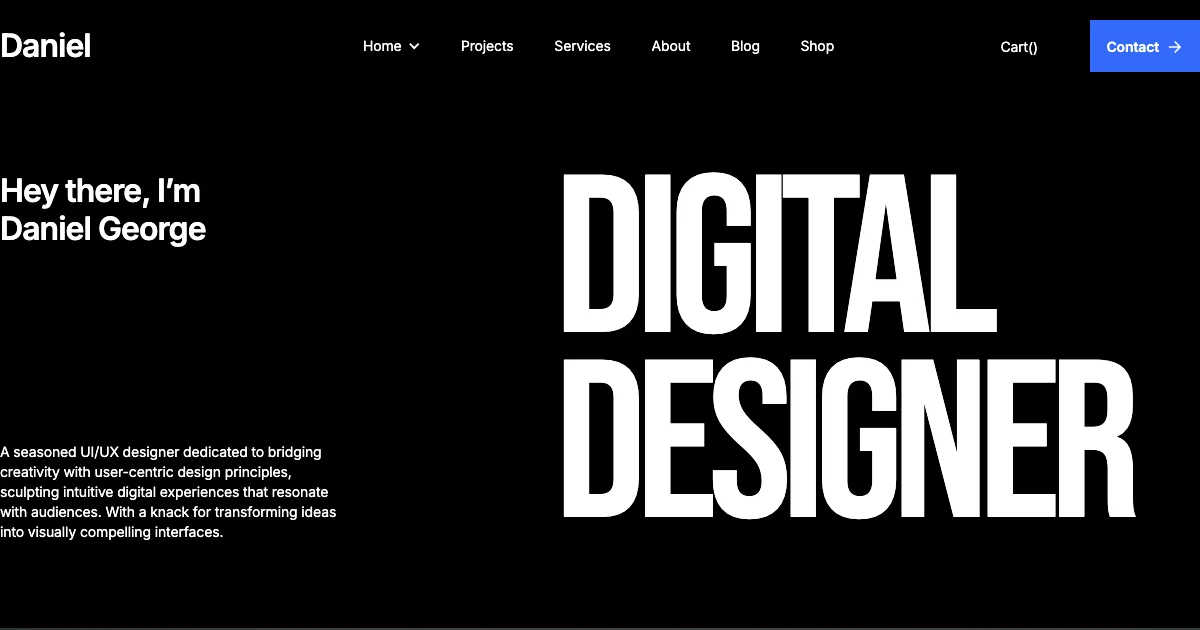 Screenshot of the Daniel P theme homepage