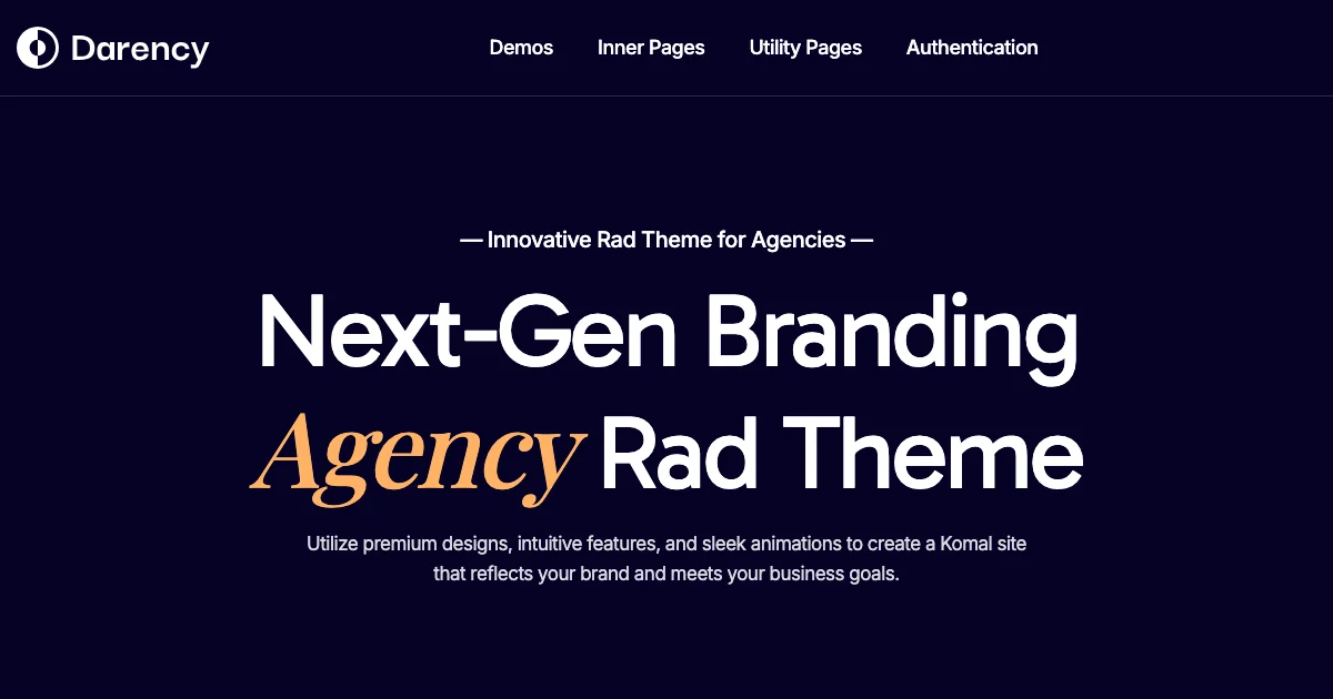 Screenshot of the Darency theme homepage