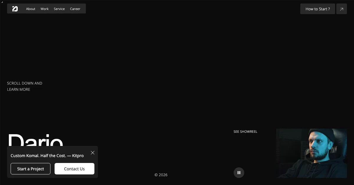 Screenshot of the Dario theme homepage