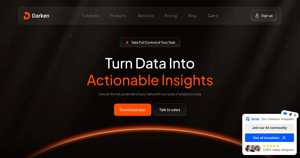 Screenshot of the Darken theme homepage