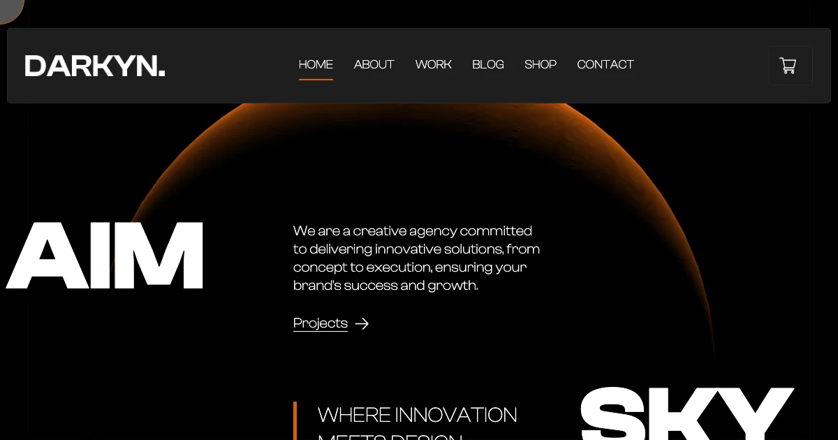 Screenshot of the Darkyn theme homepage