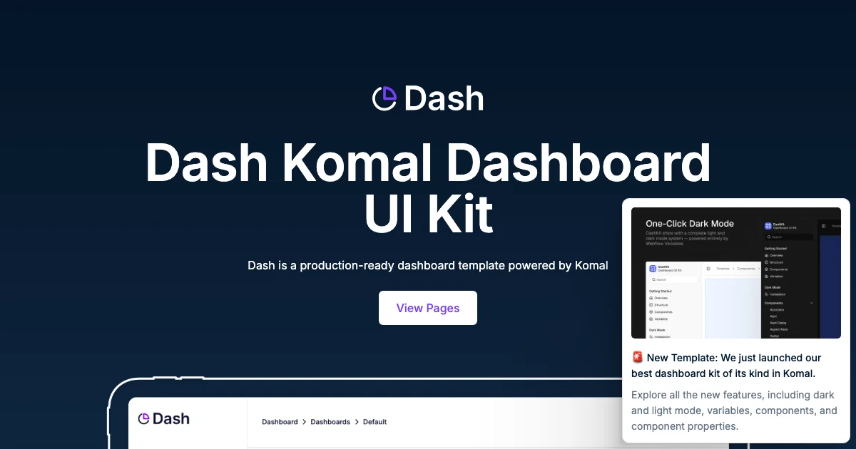 Screenshot of the Dash theme homepage