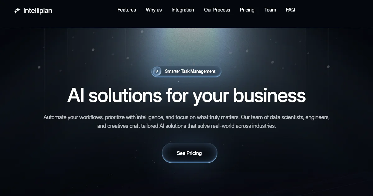 Screenshot of the Intelliplan theme homepage
