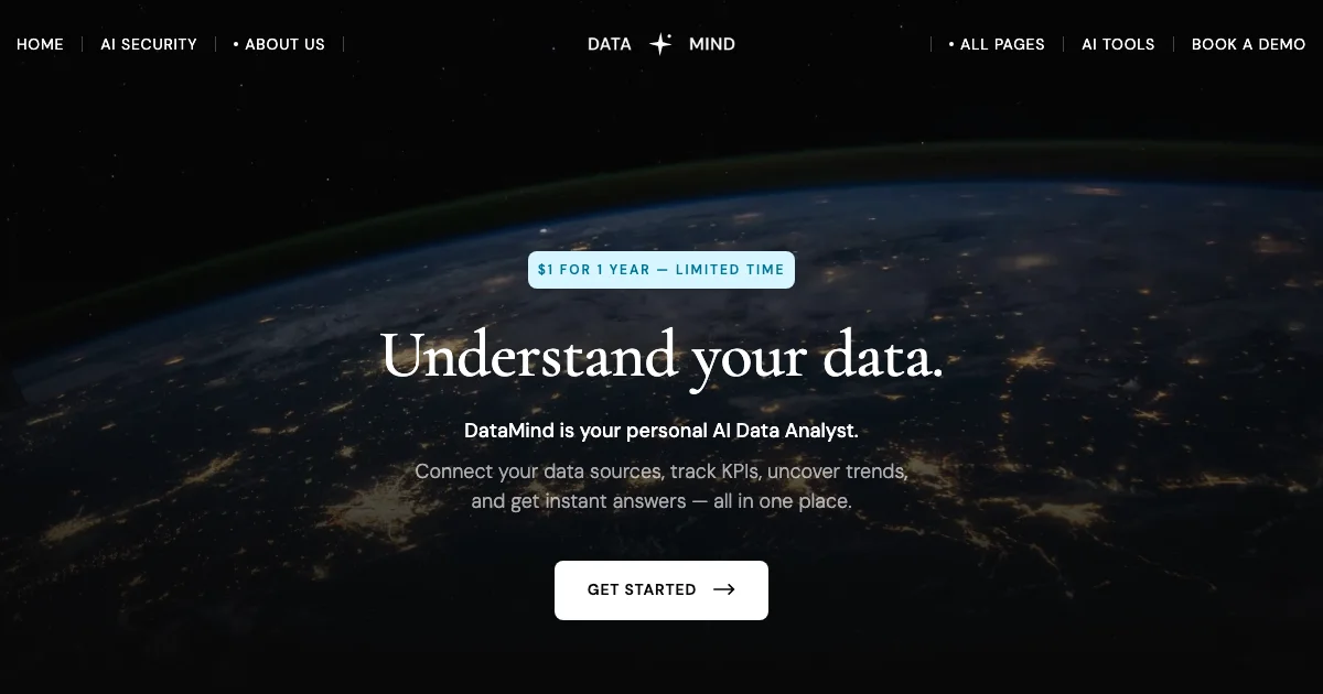 Screenshot of the Datamind theme homepage