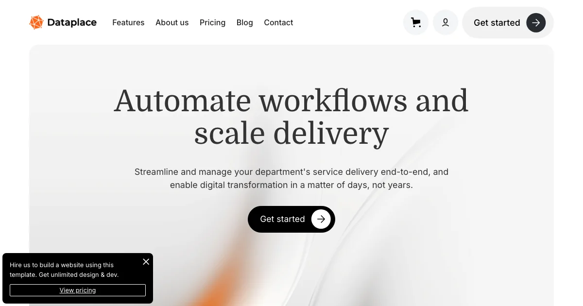 Screenshot of the Dataplace theme homepage