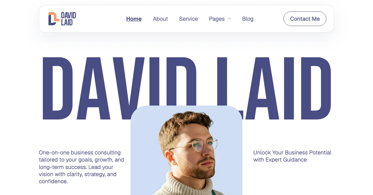 Screenshot of the David Laid theme homepage
