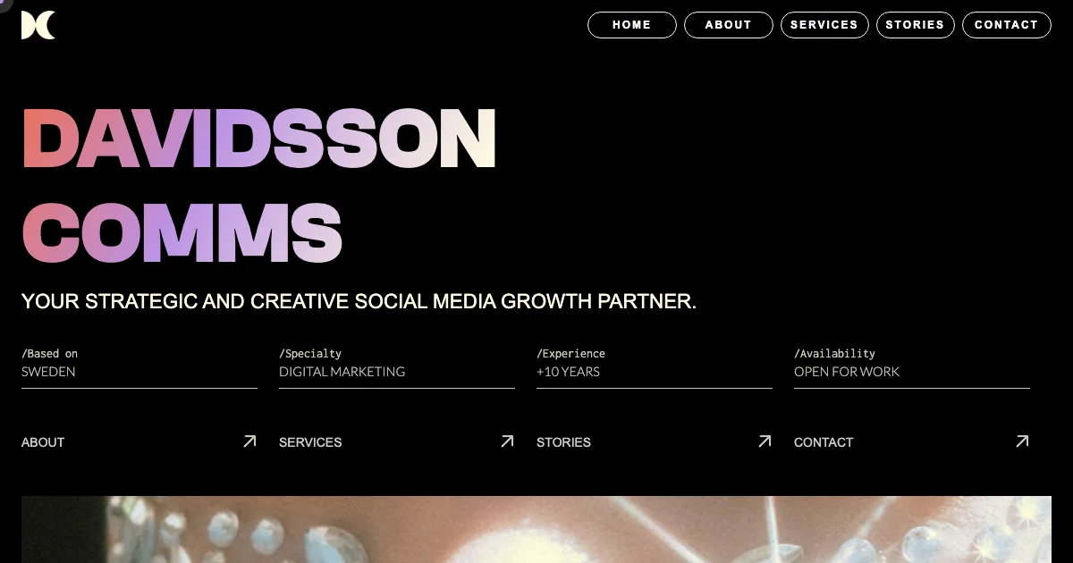 Screenshot of the Davidsson theme homepage