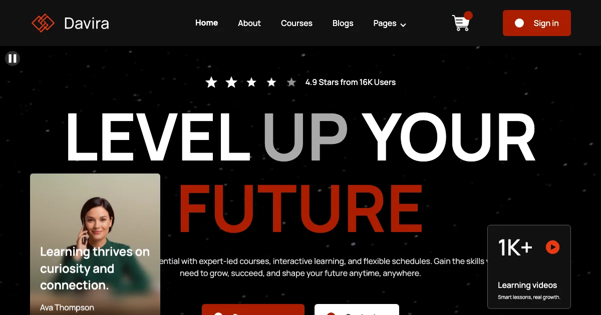 Screenshot of the Davira theme homepage